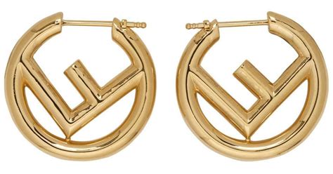 fendi f earrings gold|fendi small hoop earrings.